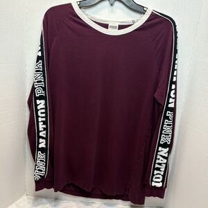 Victoria’s Secret VS Pink Long Sleeve Campus Baseball Oversized T-Shirt Tunic S